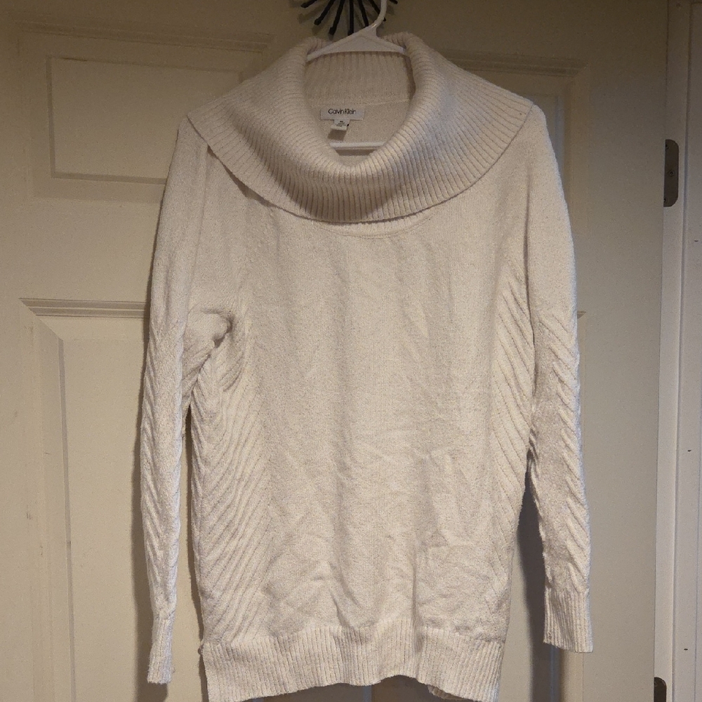 Calvin Klein Women's Soft White Cowl Neck Sweater